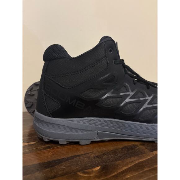 Boombah Men’s 12 Black Gray Turf Baseball Shoes Mid Top Athletic Sneakers EUC - Picture 5 of 7